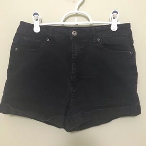 High waisted black jean shorts